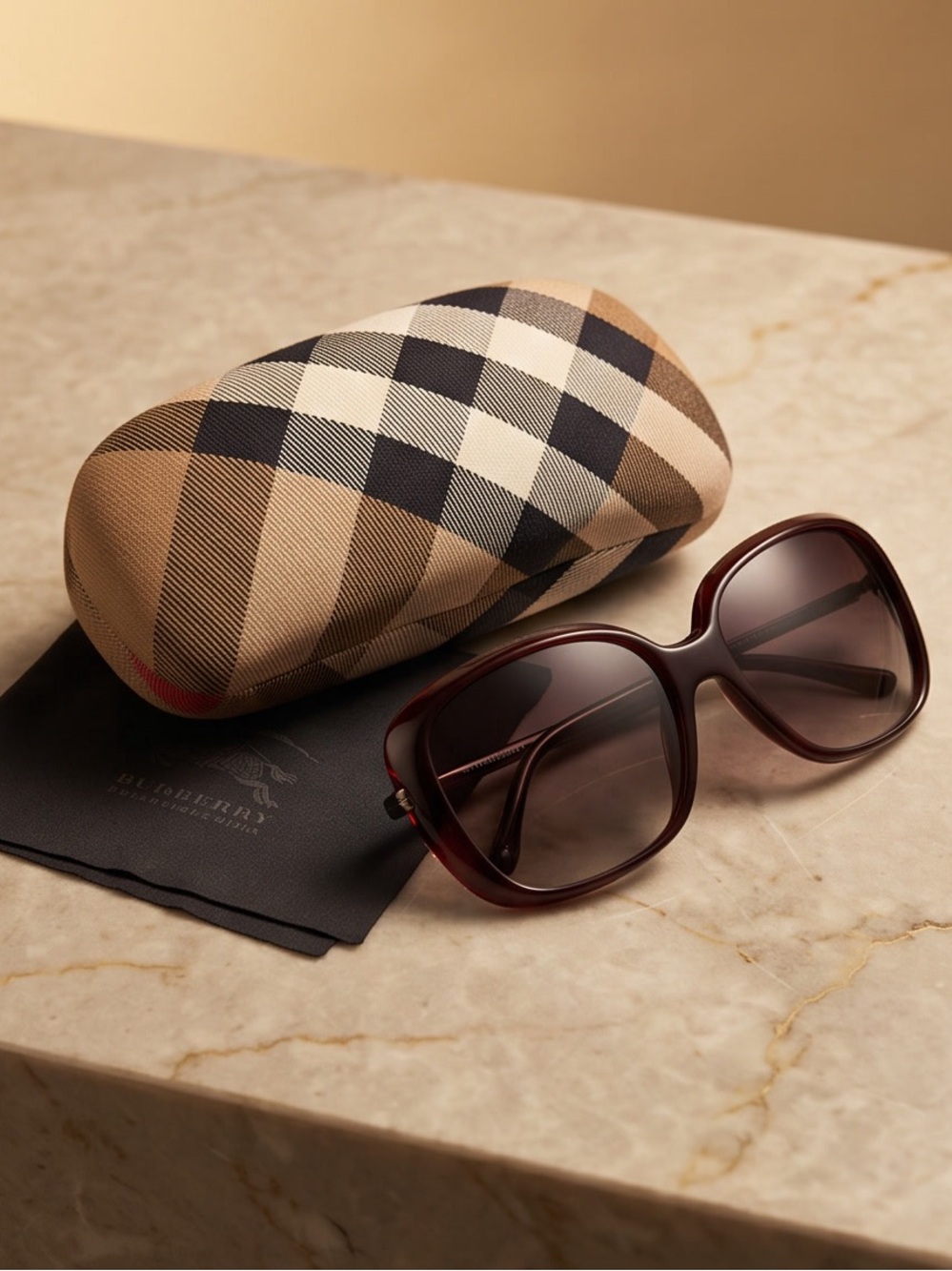 Burberry Oversized Brown Gradient Sunglasses with Check Case